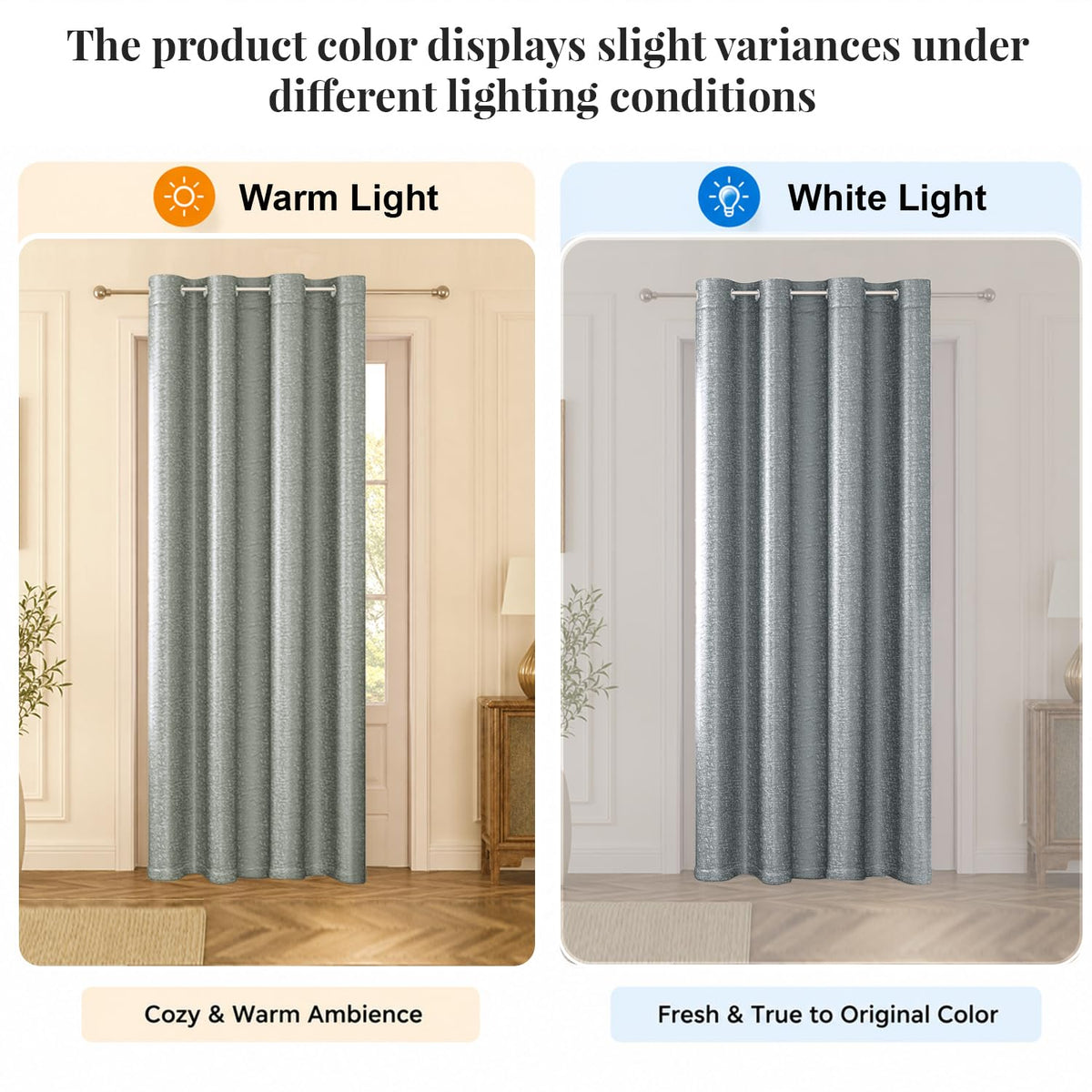HOKIPO Imperia Eyelet Curtains, 7 Feet Long - Muted Grey - image 6