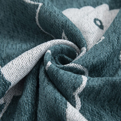 Thick, Soft and Pet Friendly Chenille Sofa Cover Throw, Teal Floral