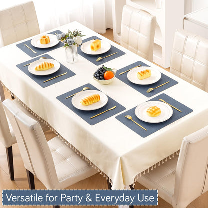 Modern Weaves Royal Luxe Faux Leather Mats for Dining Table - Navy Blue
