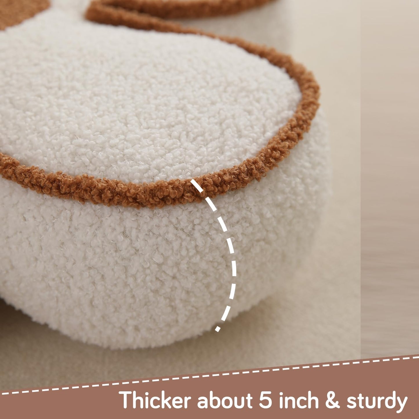 HOKIPO Plush Cotton Flower Cushion | Decorative Throw Pillow for Bed & Sofa - White