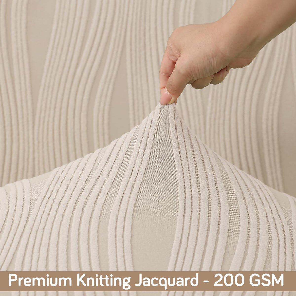 Nestiva Series Stretchable Knitting Jacquard Chair Cover - Skimmed Cream