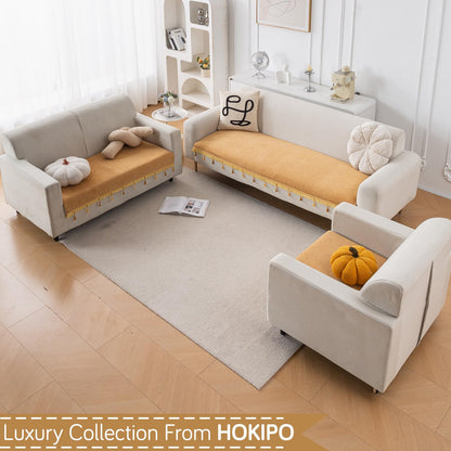 Serenity Tassel Chenille Sofa Cover with Tassel – Sunlit Amber