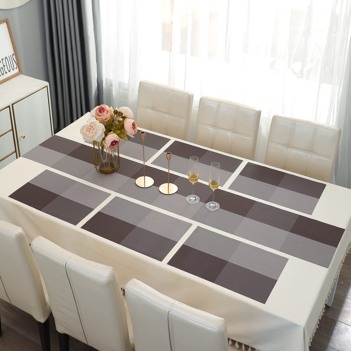 PVC Dining Table Mats, Brown