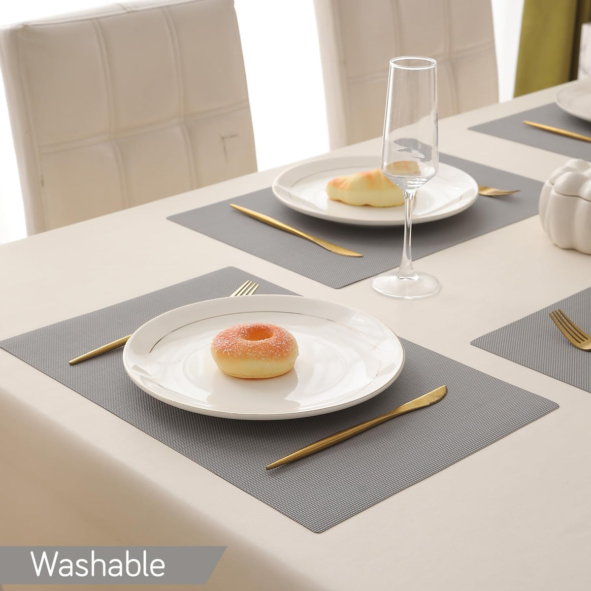 Buy light grey washable waterproof table mat | HOKIPO