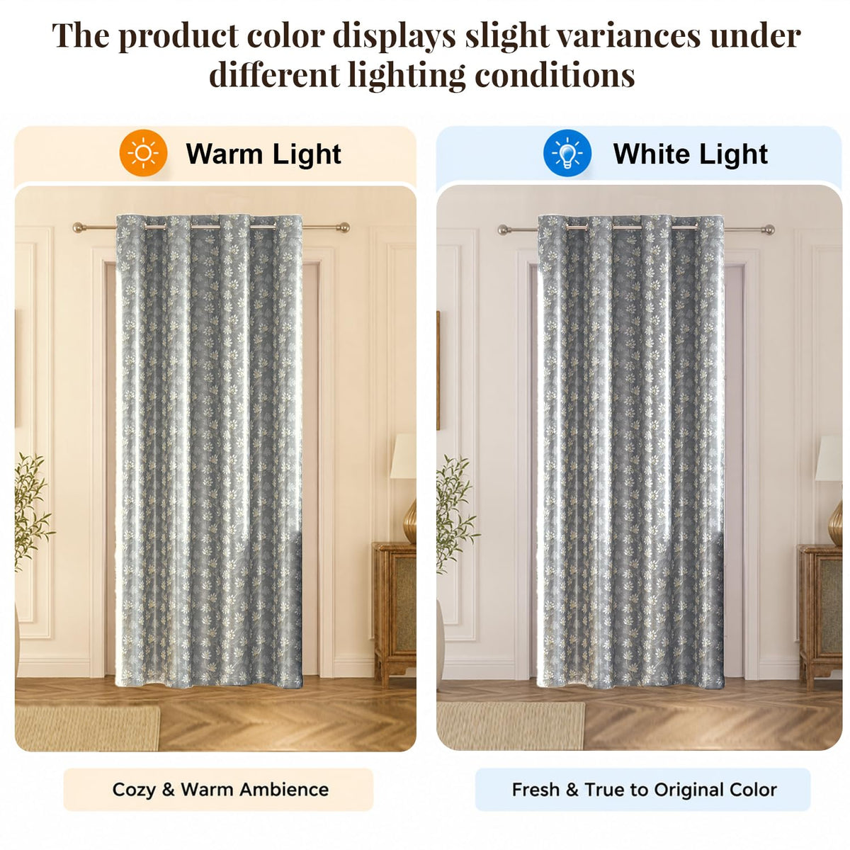 HOKIPO Vogue Shine Eyelet Curtains, 7 Feet Long - Pearl Grey - image 6