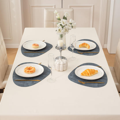 Premium Faux Leather Dining Table Mats, Blue