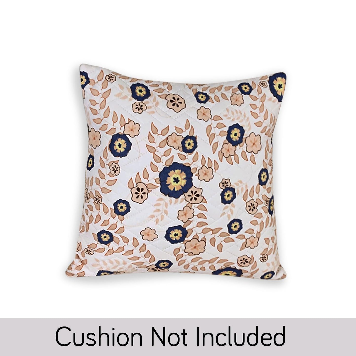 HOKIPO Printed Quilted Sofa Cushion Cover Pack of 2, Light Peach Candytuft