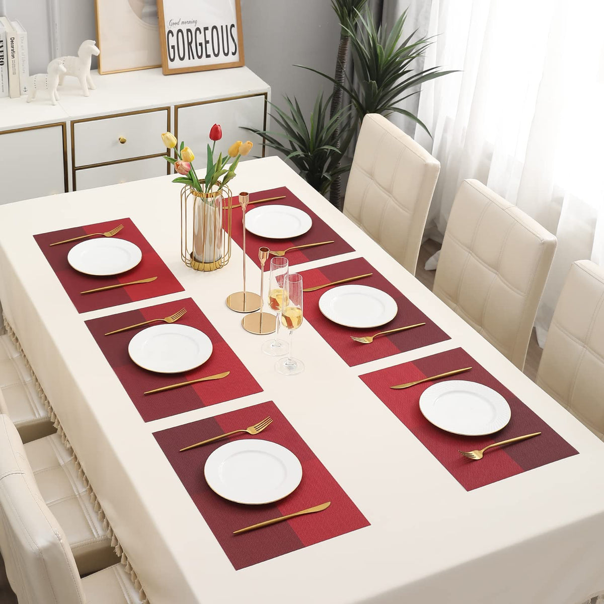 PVC Dining Table Mats, Red