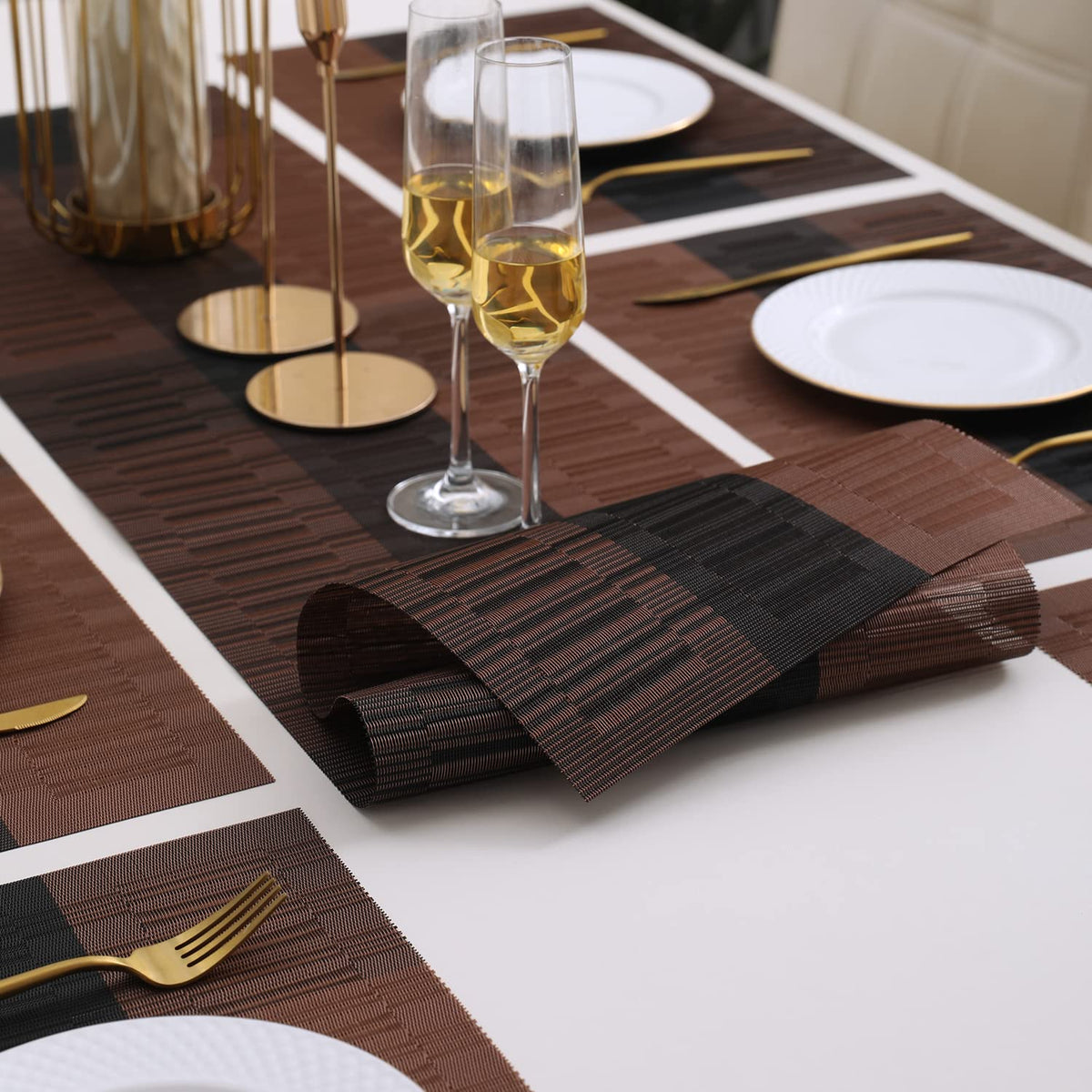 PVC Dining Table Mats, Metalic Brown
