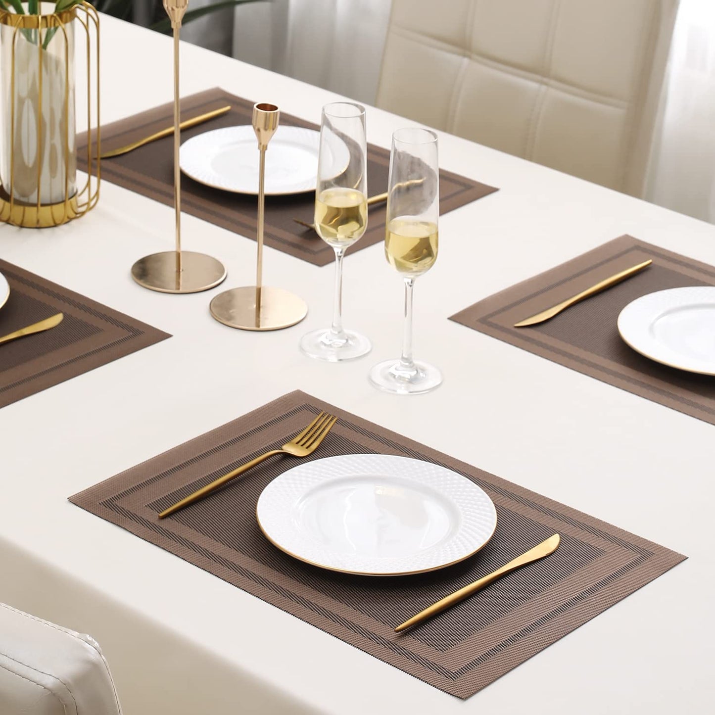 PVC Dining Table Mats, Copper Brown