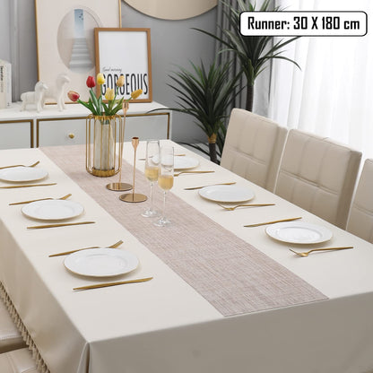 PVC Table Runner, Beige