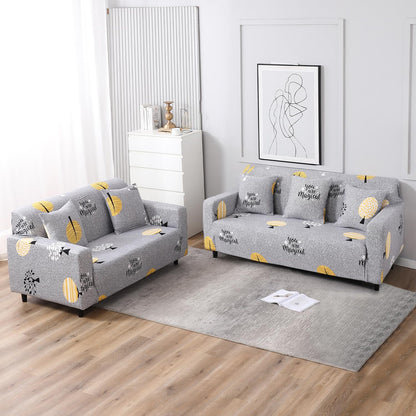 Elastic Stretchable Printed Sofa Cover, Grey Trees