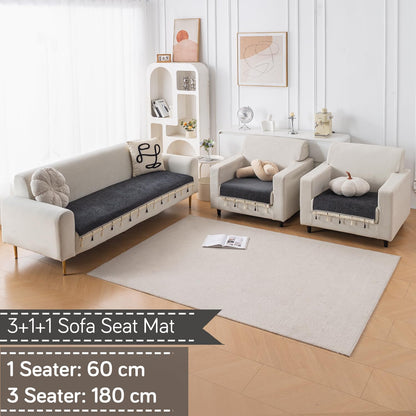 Serenity Tassel Chenille Sofa Cover with Tassel – Midnight Graphite