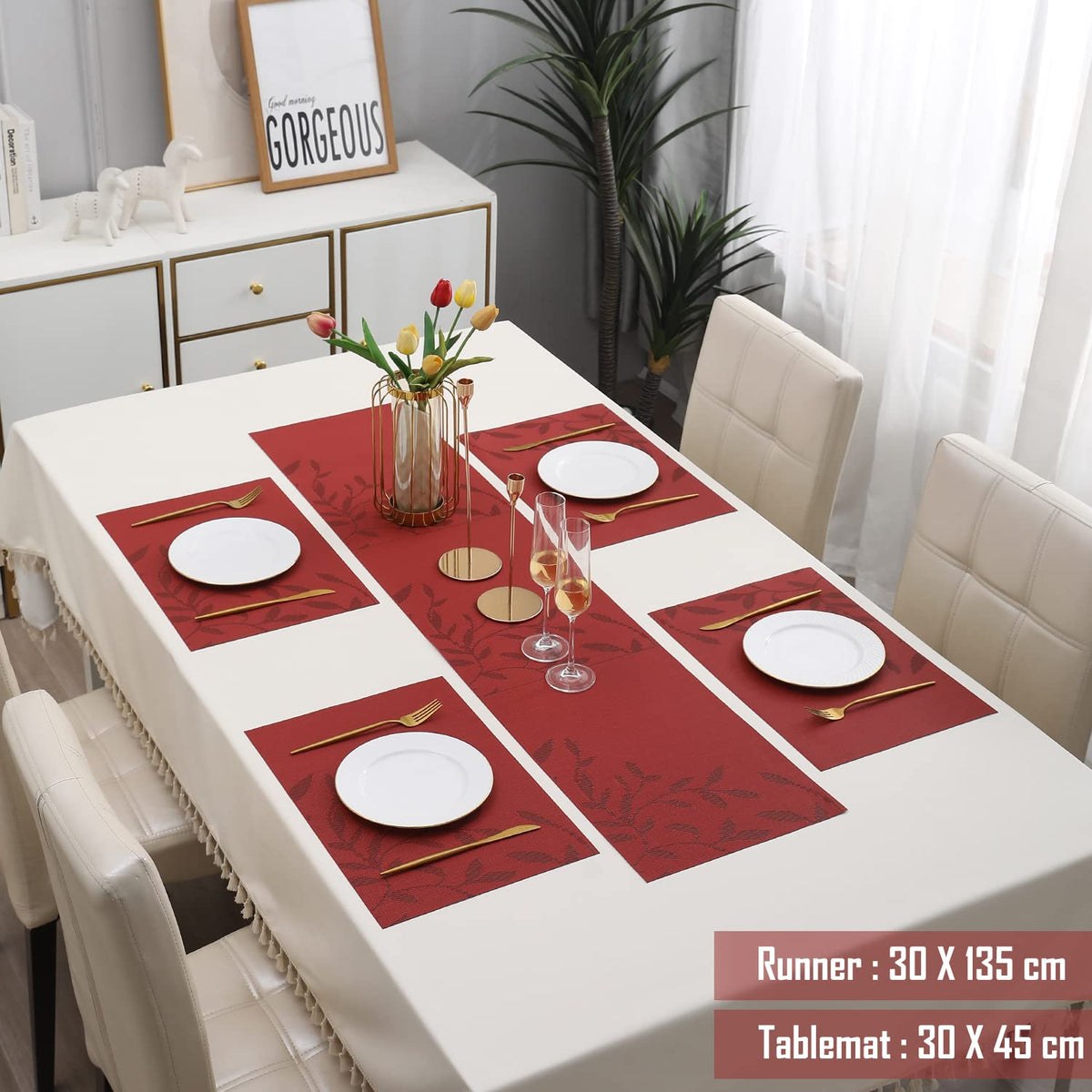 PVC Dining Table Mats, Red