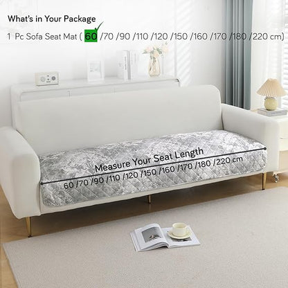 HOKIPO Quilted, Waterproof and Anti-Slip Sofa Cover Mat, Motifs Cloud Grey