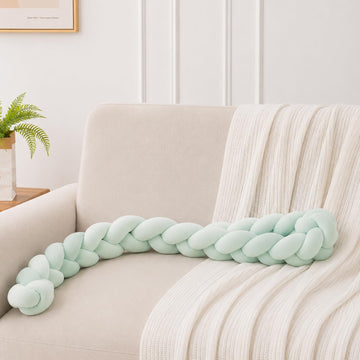 HOKIPO Braided Knot Chain Pillow for Sofa & Bed, 200 cm, Green
