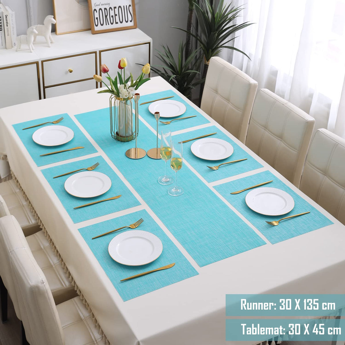 PVC Dining Table Mats,Turquoise