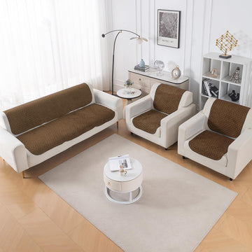 Quilt Classic 5-Seater Sofa Cover (3+1+1), Light Coffee