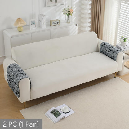 Water Repellent + Waterproof Quilted Sofa Mats, Intense Grey Abstract Floral