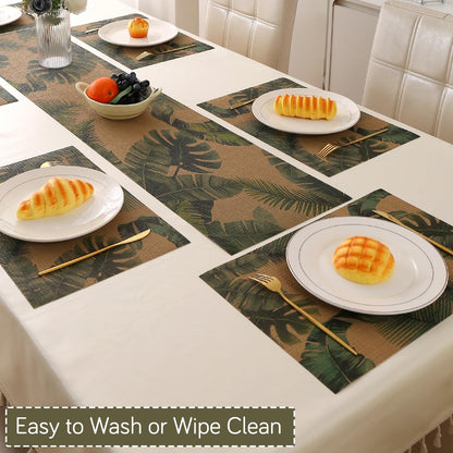 Botanical Tropic PVC Mats for Dining Table - Palm Leaves