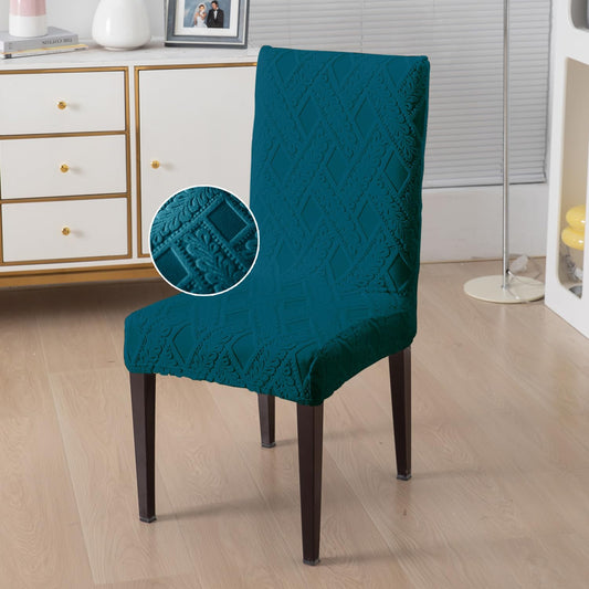 Chair Cover Set of 1/2/4/6, 190 GSM Jacquard, Teal