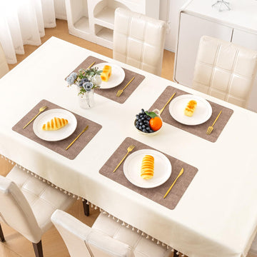 Modern Weaves Royal Luxe Faux Leather Mats for Dining Table - Cocoa Brown