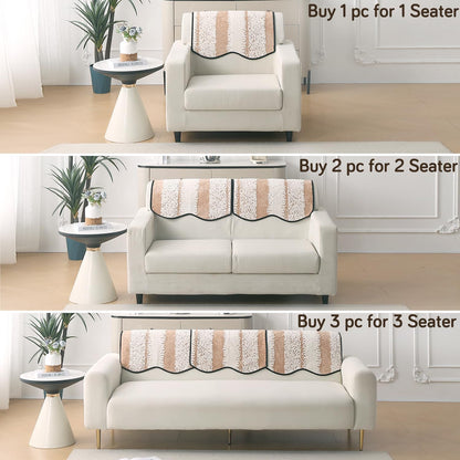 Luxury Wavy Plush Anti-Slip Sofa Cover Mats - Desert Brown