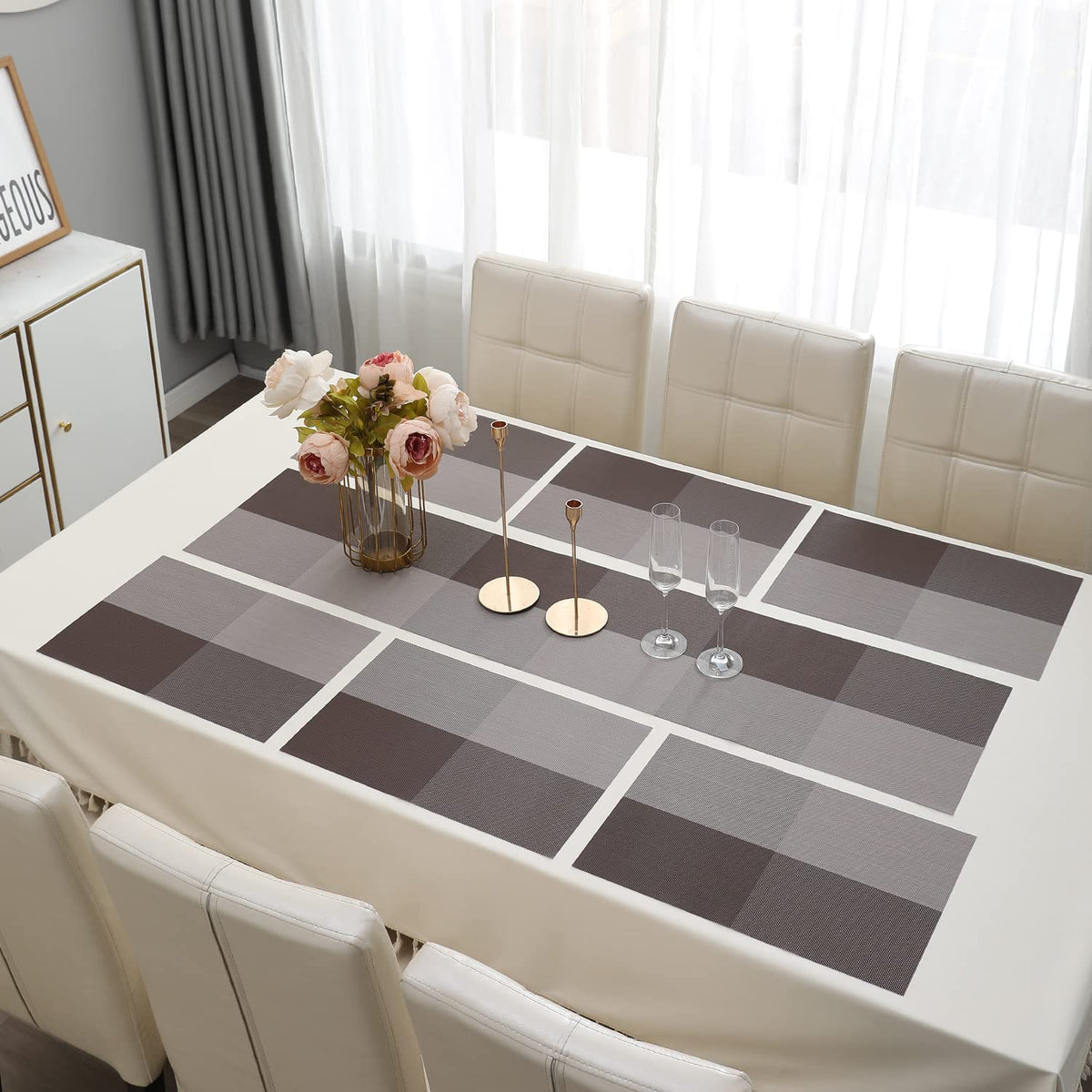 PVC Dining Table Mats, Brown