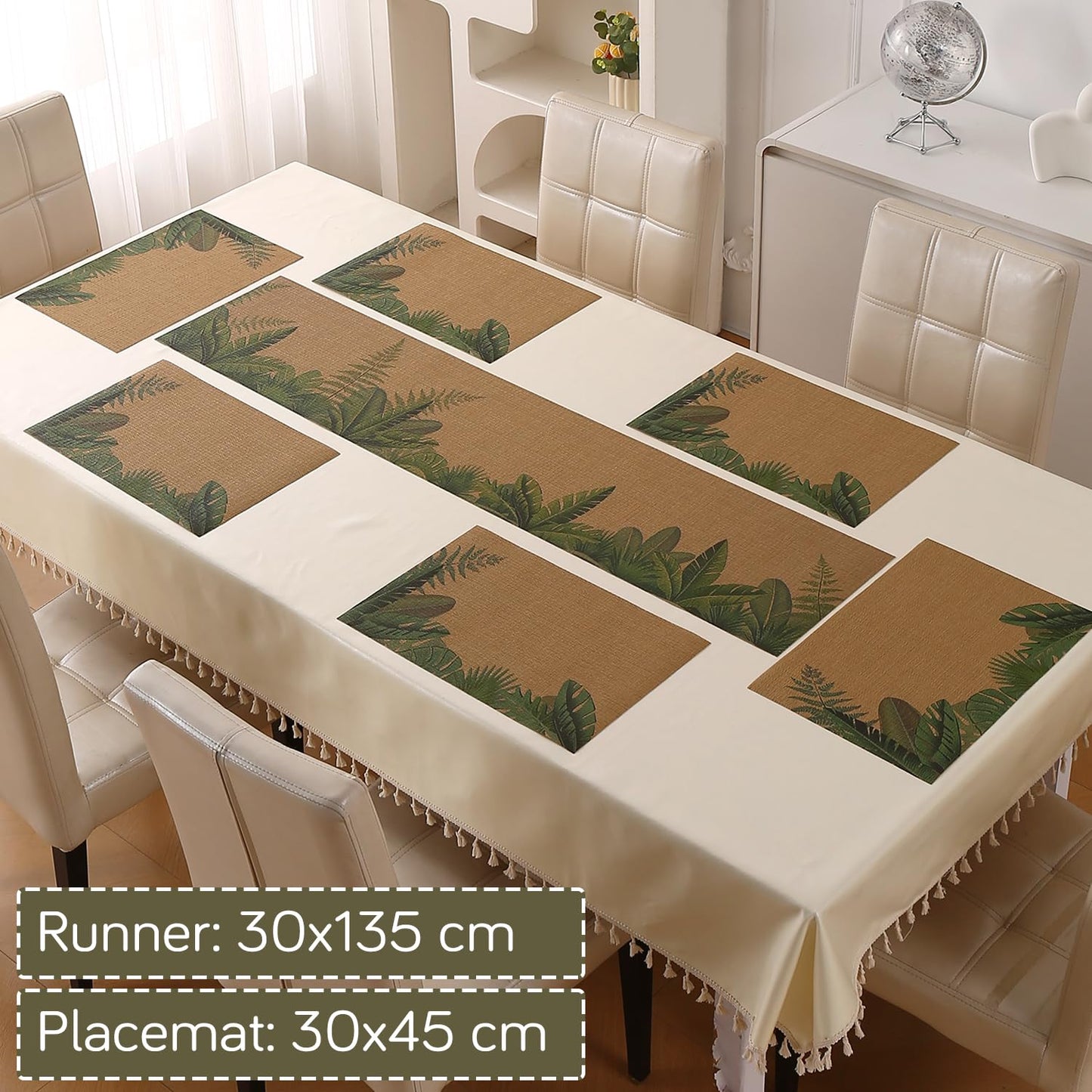 Botanical Tropic PVC Mats for Dining Table - Bird of Paradise Leaves