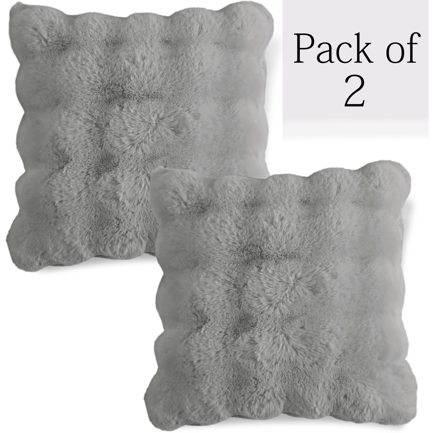 Buy cosy Cool Grey Colour Cute Zippered faux rabbit fur Cushion Covers
