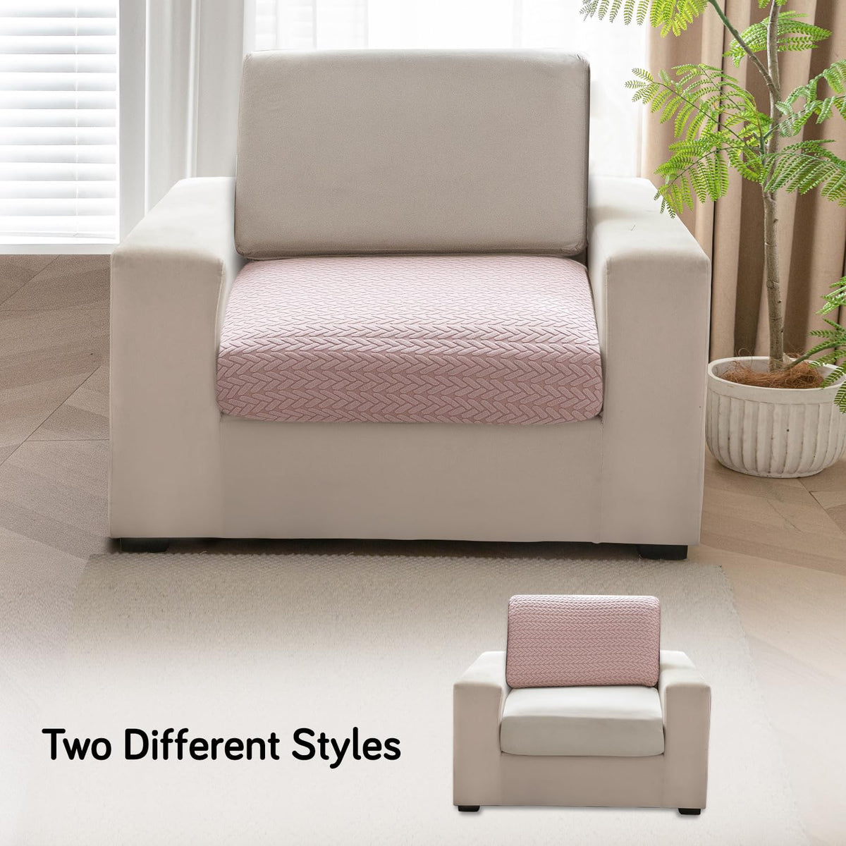 Stretchable Thick Jacquard Textured Seat Couch Cushion Cover for 1/2/3 Seaters, Pink