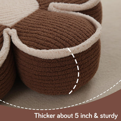 HOKIPO Plush Cotton Flower Cushion | Decorative Throw Pillow for Bed & Sofa - Cedar Brown