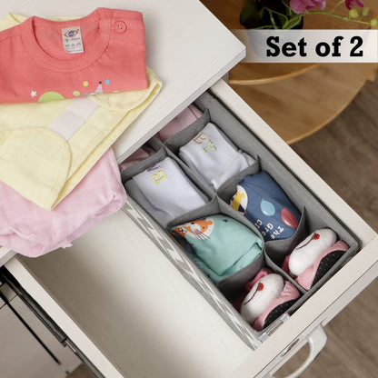 Non-Woven Fabric Undergarment Organizer Storage Box For Drawers Bra Panty Socks Tie Lingerie Organizer For Wardrobe, 8 Grid*2), Drawer Organizers, Blue-Green