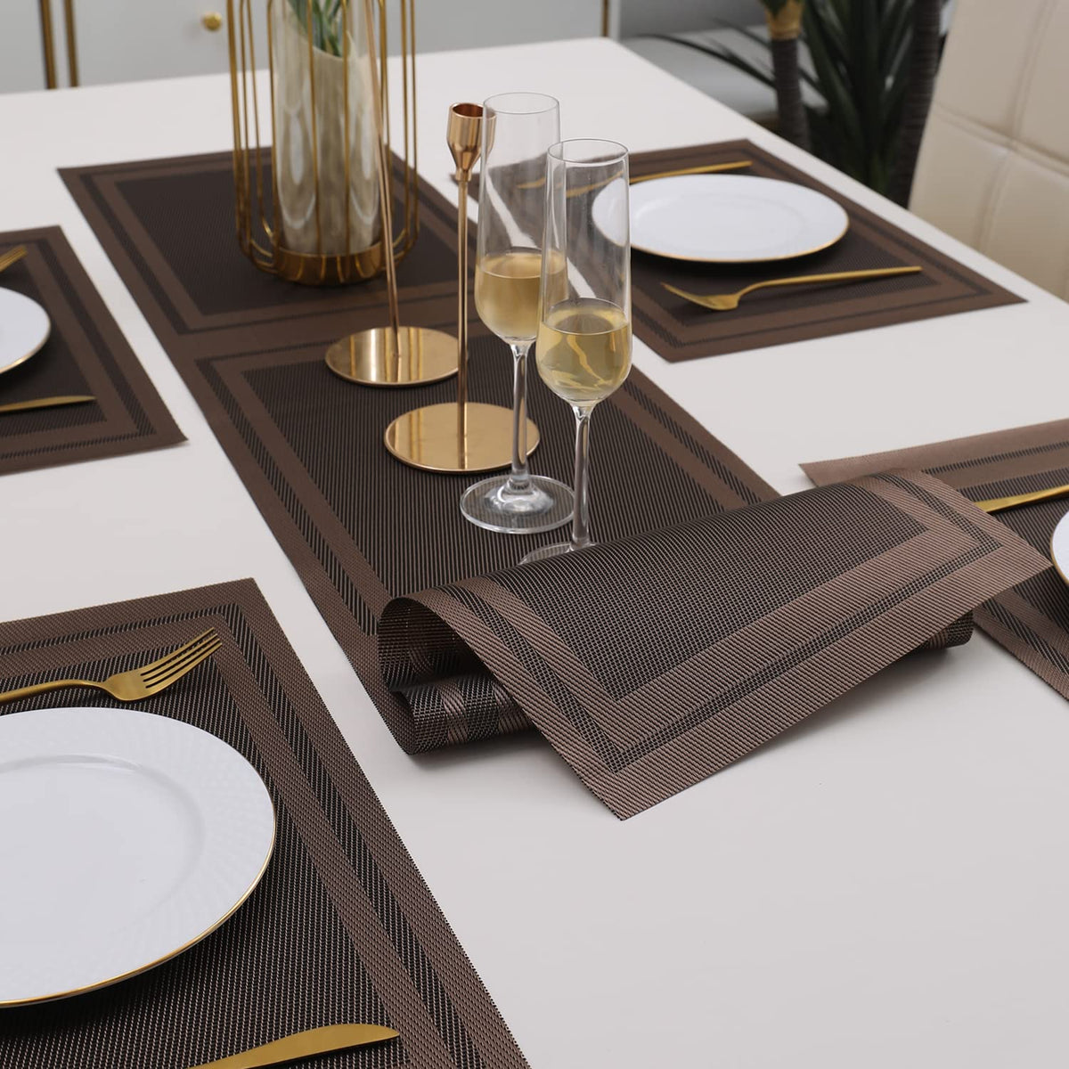 PVC Dining Table Mats, Copper Brown