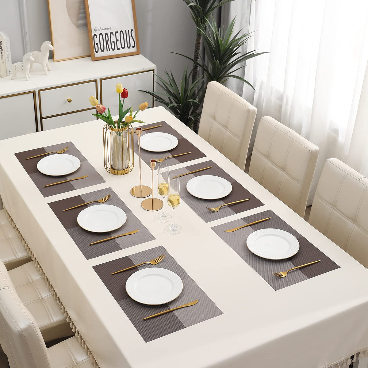 PVC Dining Table Mats, Brown