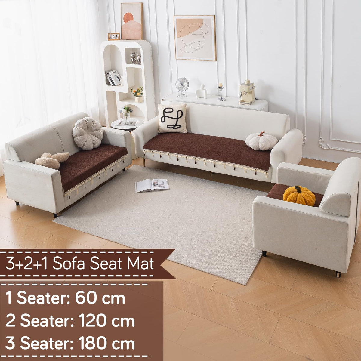 Serenity Tassel Chenille Sofa Cover with Tassel – Chestnut Luxe