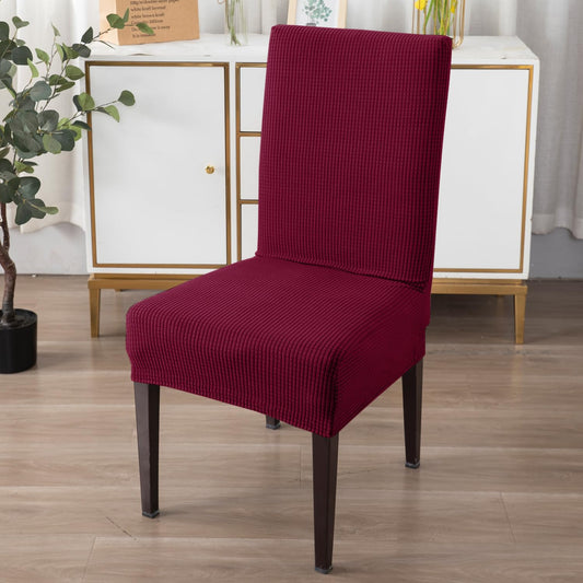 200 GSM Jacquard Set of 1/2/4/6 Dining Chair Cover, Wine