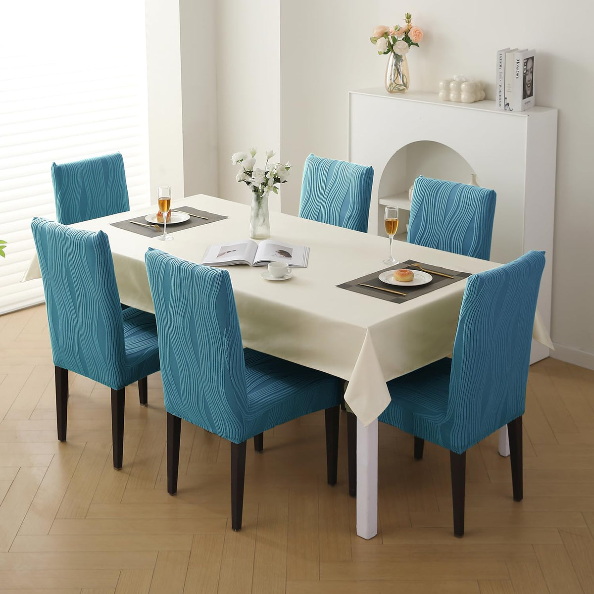 Nestiva Series Stretchable Knitting Jacquard Chair Cover - Sea Blue