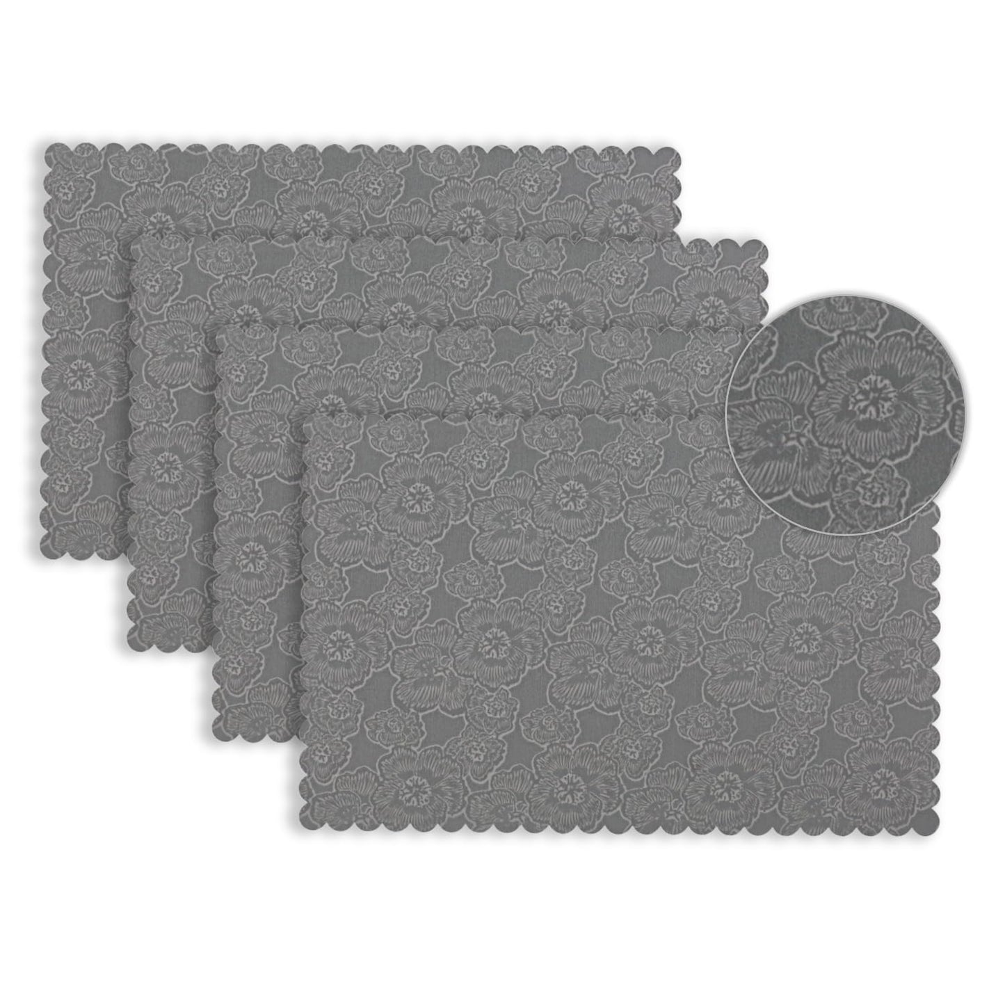 Florista Blush Royal Luxe Faux Leather Mats for Dining Table - Serene Grey