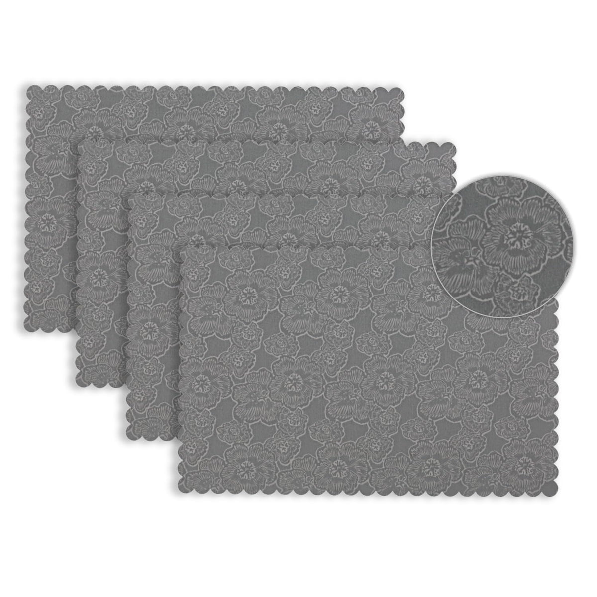 Florista Blush Royal Luxe Faux Leather Mats for Dining Table - Serene Grey
