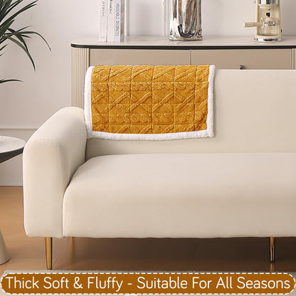 'Italian Caelora' Luxury Jacquard Plush Anti-Slip Sofa Cover Mat - Honey Yellow