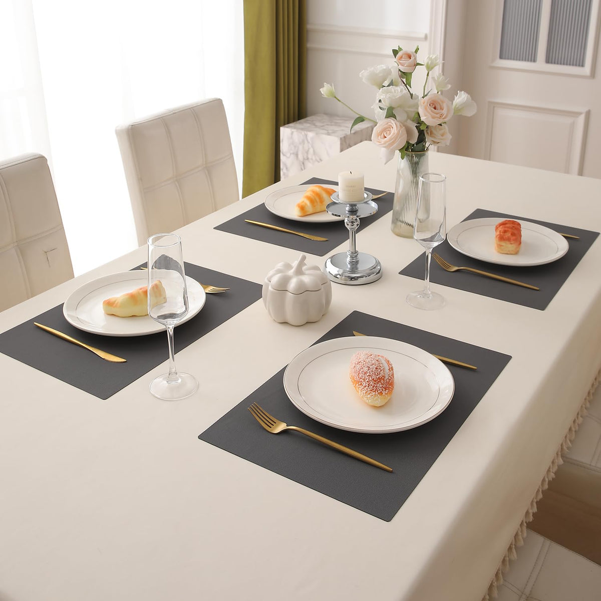 Buy charcoal black pp waterproof placemat set of 4