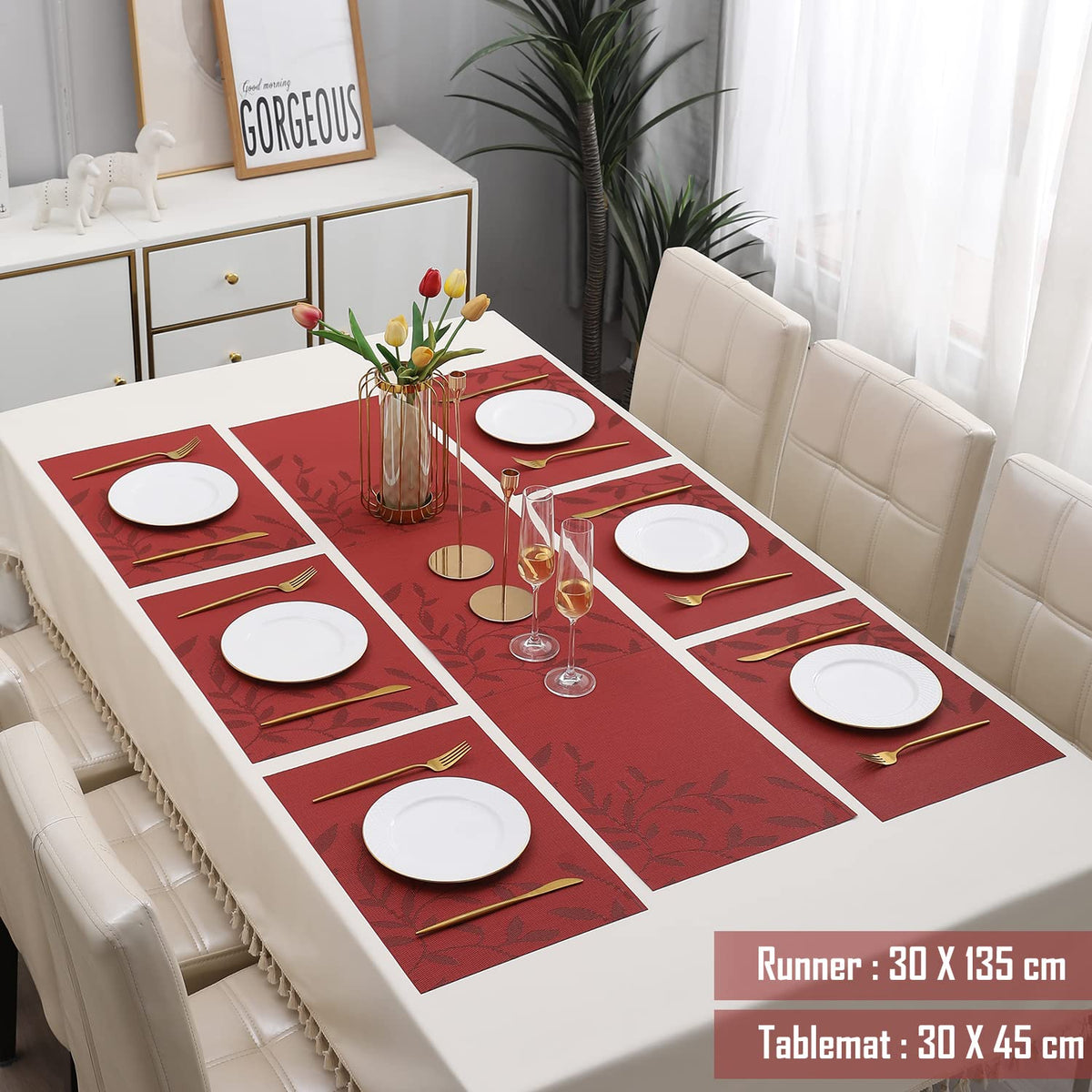 PVC Dining Table Mats, Red