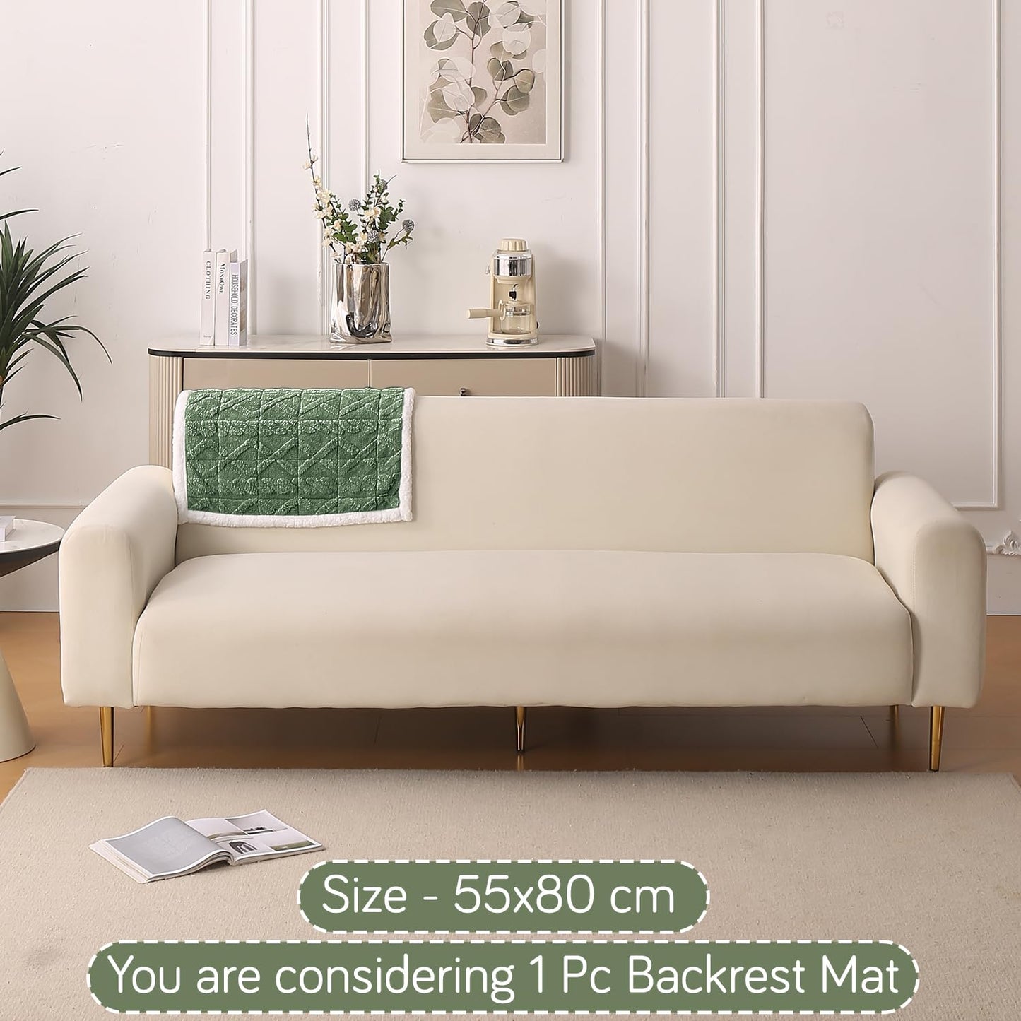 'Italian Caelora' Luxury Jacquard Plush Anti-Slip Sofa Cover Mat - Sage Green