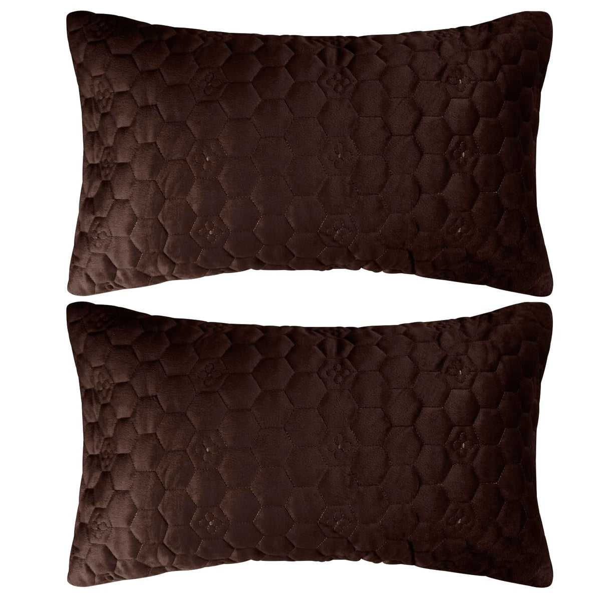 Buy Cute Coffee Brown colour Zippered Hexagonal Texture Velvet Cushion Covers