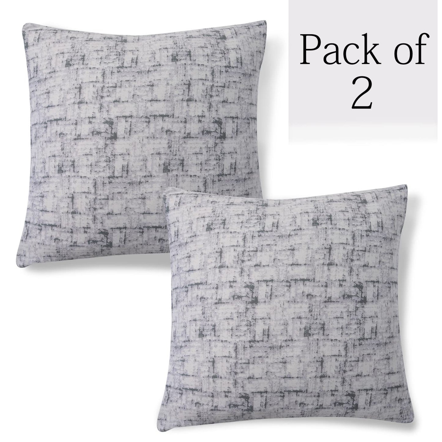 HOKIPO Stretchable Pack of 2 Cushion Cover 16x16 inch, Abstract Grey Lines