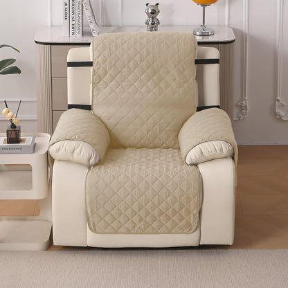 UrbanQuilt Recliner Sofa Slipcover Mat with Dual Belt for 1/2/3 Seater - Beige