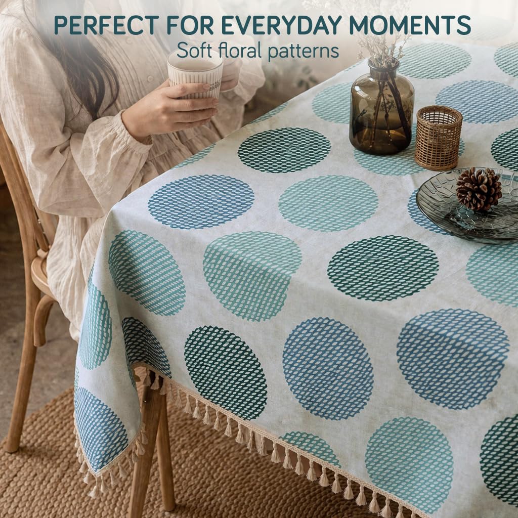 HOKIPO ShieldQuilt Table Cloth with Tassel Edge for 4/6 Seater, Arctic Circles - image 7