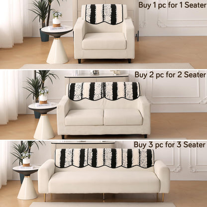 Luxury Wavy Anti Slip Plush Sofa Cover Mat, Black