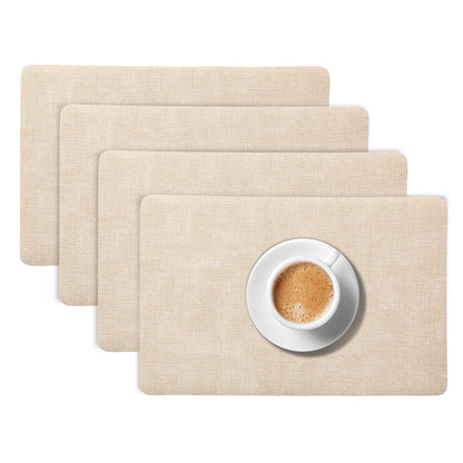 Modern Weaves Royal Luxe Faux Leather Mats for Dining Table - Vanilla Beige
